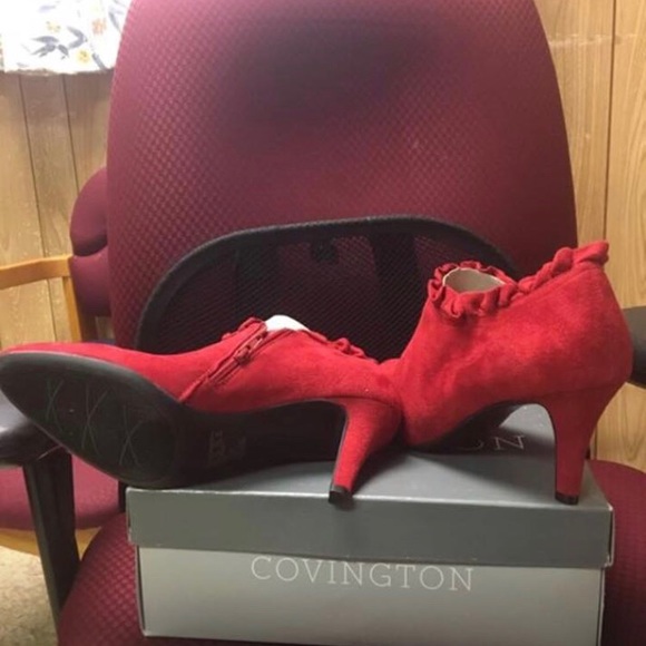 New Red faux suede Covington booties. - Picture 2 of 2